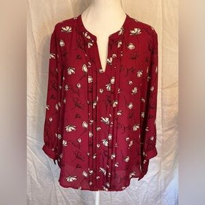 41 Hawthorn Burgundy Floral Blouse